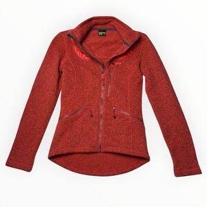Koppen Women's Small Red Melange Fleece Full Zip Jacket Quilted Yoke